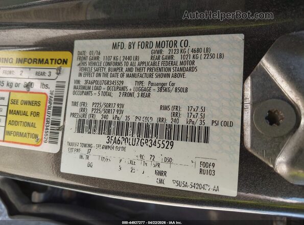 3FA6P0LU7GR345529 2016 FORD FUSION HYBRID Red Engine compartment view