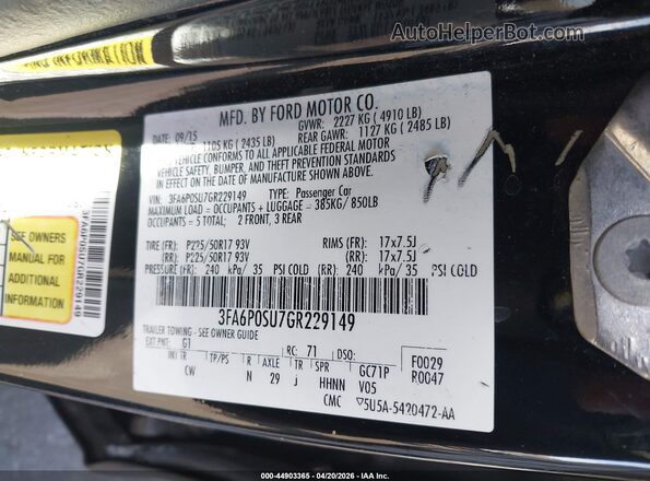 3FA6P0SU7GR229149 2016 FORD FUSION ENERGI Black ძრავის განყოფილების ხედი