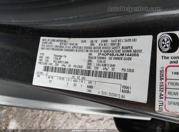 3FADP4BJ4JM144066 2018 FORD FIESTA Gray ძრავის განყოფილების ხედი