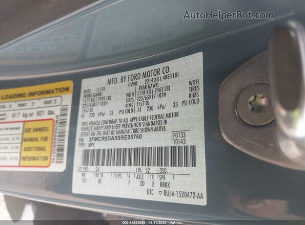 3FMCR9DA8SRE05760 2025 FORD BRONCO SPORT Серый Вид подкапотного пространства
