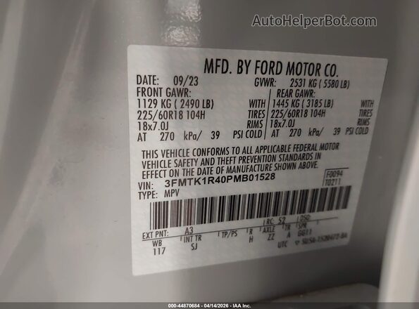 3FMTK1R40PMB01528 2023 FORD MUSTANG MACH-E Gray ძრავის განყოფილების ხედი