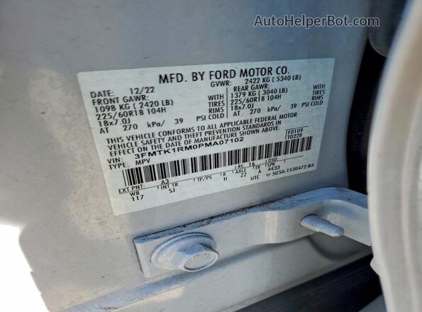 3FMTK1RM0PMA07102 2023 FORD MUSTANG Gray VIN sticker view