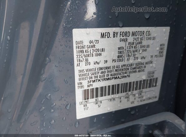 3FMTK1RM6PMA29976 2023 FORD MUSTANG MACH-E Blue Vista del compartimento del motor