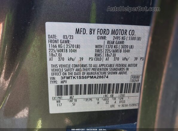 3FMTK1SS6PMA28674 2023 FORD MUSTANG MACH-E Gray Շարժիչի բաժամունքի տեսք