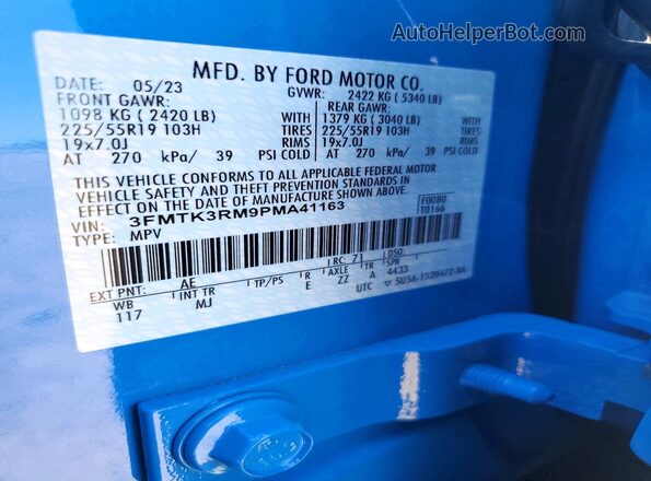 3FMTK3RM9PMA41163 2023 FORD MUSTANG MACH-E PREMI Синий 