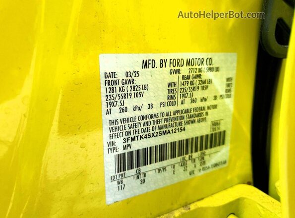 3FMTK4SX2SMA12154 2025 FORD MUSTANG Yellow 