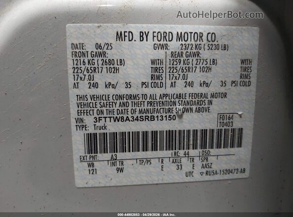 3FTTW8A34SRB13150 2025 FORD MAVERICK Белый Вид подкапотного пространства