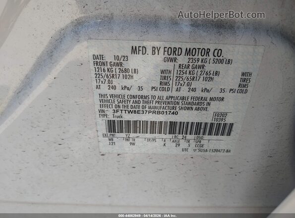3FTTW8E37PRB01740 2023 FORD MAVERICK Белый Вид подкапотного пространства
