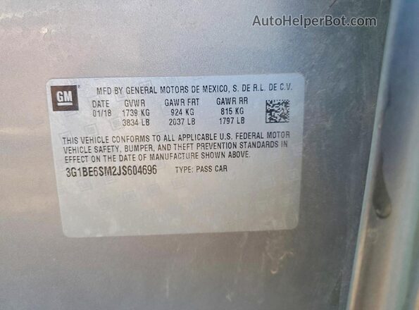 3G1BE6SM2JS604696 2018 CHEVROLET CRUZE Gray Շարժիչի բաժամունքի տեսք