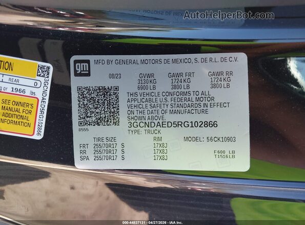 3GCNDAED5RG102866 2024 CHEVROLET SILVERADO Black 
