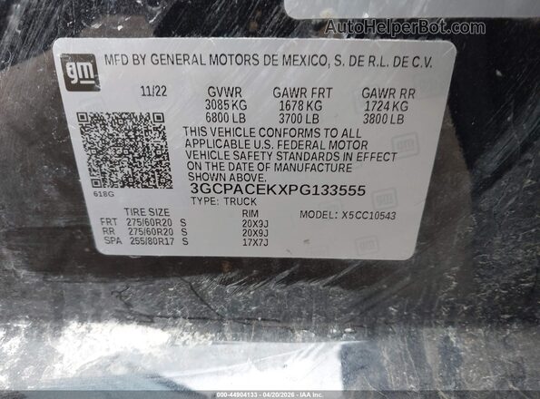 3GCPACEKXPG133555 2023 CHEVROLET SILVERADO Black 