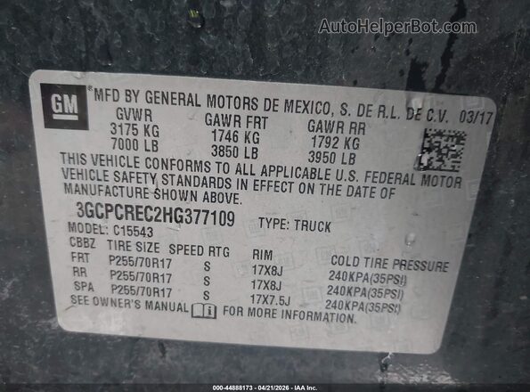 3GCPCREC2HG377109 2017 CHEVROLET SILVERADO Dark Blue 
