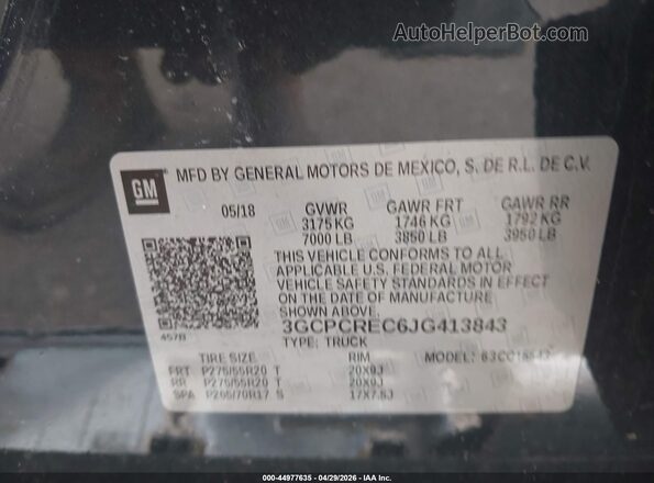 3GCPCREC6JG413843 2018 CHEVROLET SILVERADO Gray 
