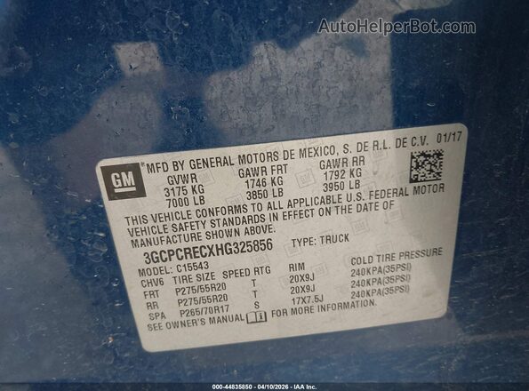 3GCPCRECXHG325856 2017 CHEVROLET SILVERADO Blue Widok komory silnika