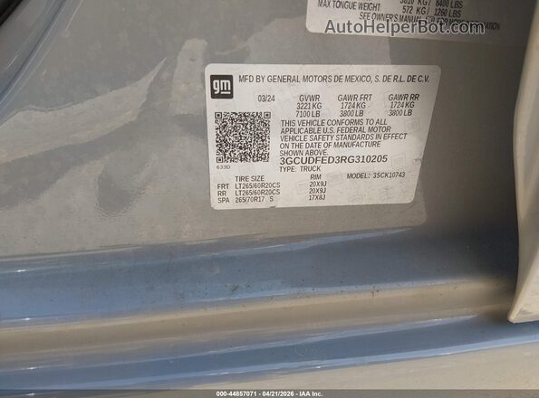 3GCUDFED3RG310205 2024 CHEVROLET SILVERADO Gray Вид підкапотного простору
