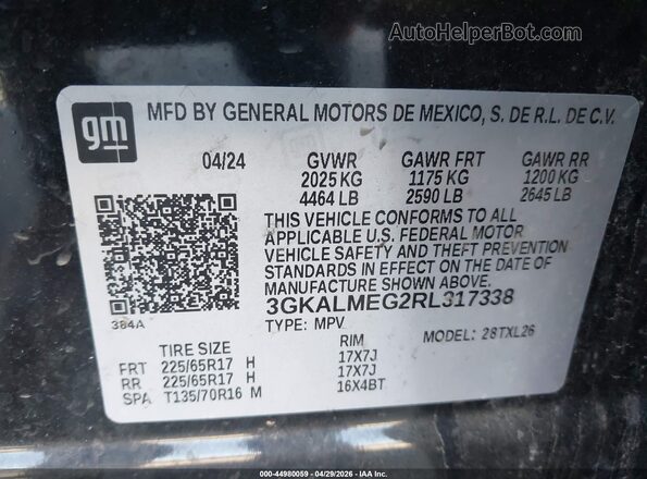 3GKALMEG2RL317338 2024 GMC TERRAIN Black Widok komory silnika