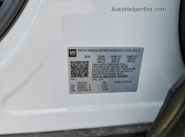3GKALMEG5RL400889 2024 GMC TERRAIN Белый Вид наклейки с VIN-кодом