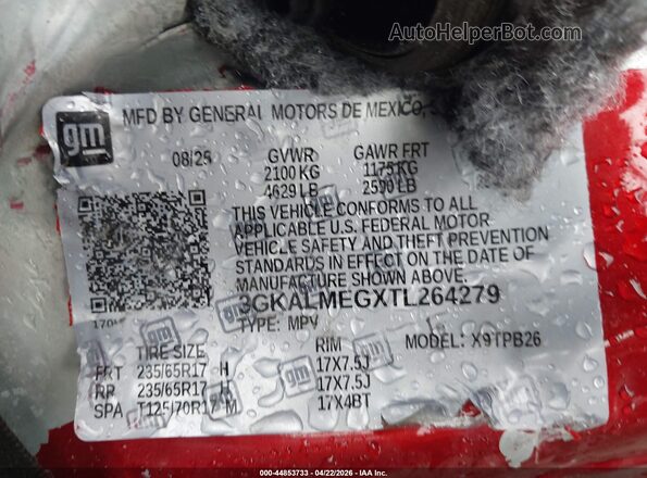 3GKALMEGXTL264279 2026 GMC TERRAIN Бордовый Вид подкапотного пространства