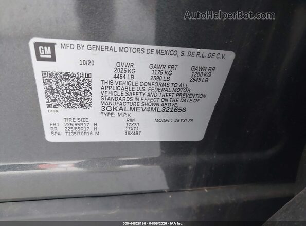 3GKALMEV4ML321656 2021 GMC TERRAIN Gray Vista del compartimento del motor