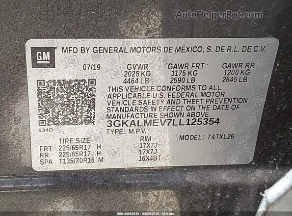 3GKALMEV7LL125354 2020 GMC TERRAIN Brown Engine compartment view