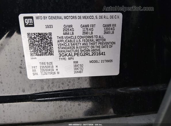 3GKALPEG2RL201641 2024 GMC TERRAIN Black ძრავის განყოფილების ხედი