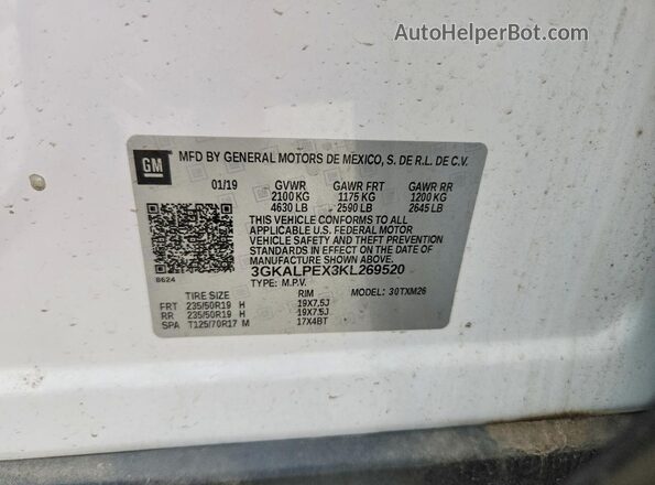3GKALPEX3KL269520 2019 GMC TERRAIN White 