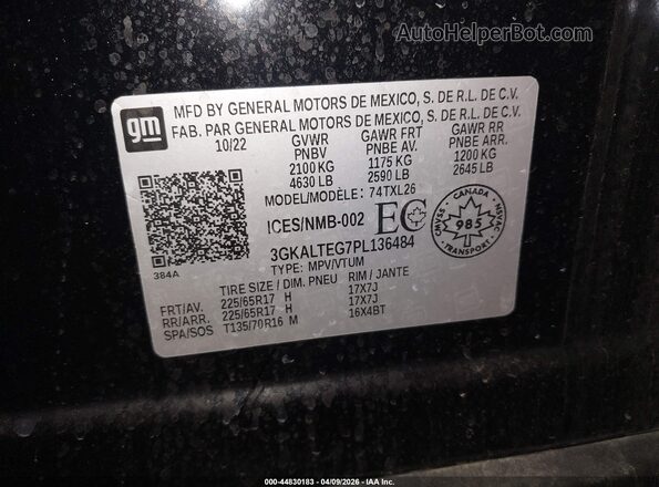 3GKALTEG7PL136484 2023 GMC TERRAIN Черный 