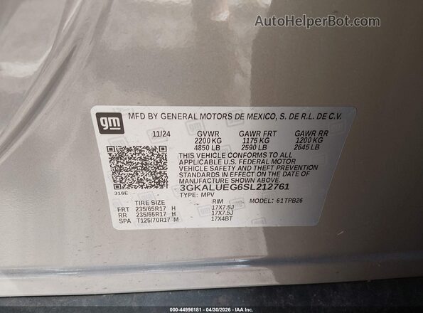 3GKALUEG6SL212761 2025 GMC TERRAIN Gray Vista del compartimento del motor