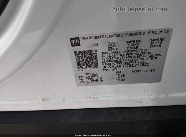 3GKALUEG7SL277621 2025 GMC TERRAIN Белый Вид подкапотного пространства