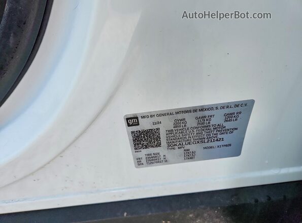 3GKALUEGXSL211421 2025 GMC TERRAIN White VIN კოდის სტიკერის ხედი