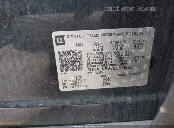 3GKALVEV3LL100361 2020 GMC TERRAIN Черный Вид подкапотного пространства