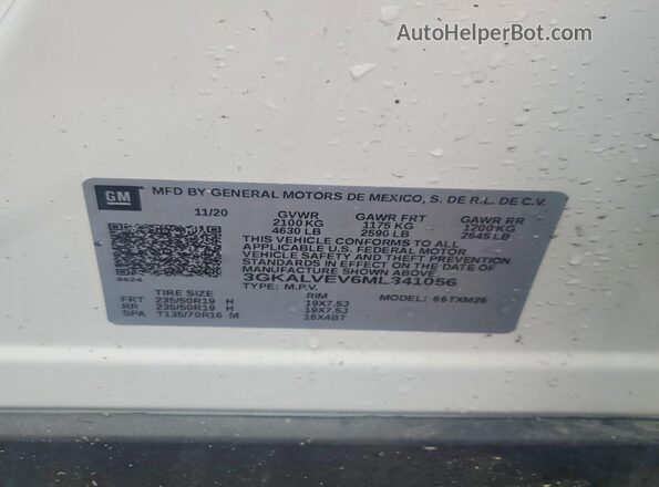 3GKALVEV6ML341056 2021 GMC TERRAIN White Vista interior de 360 grados