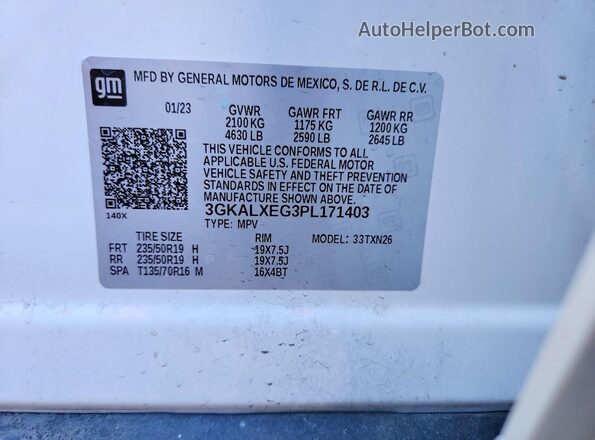 3GKALXEG3PL171403 2023 GMC TERRAIN White 