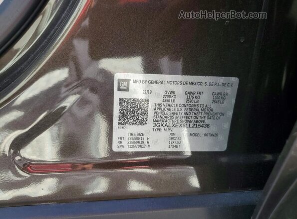 3GKALXEX6LL215436 2020 GMC TERRAIN Brown 360 interior view