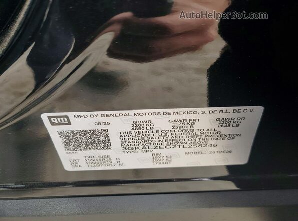 3GKALZEG2TL258246 2026 GMC TERRAIN Black VIN sticker view