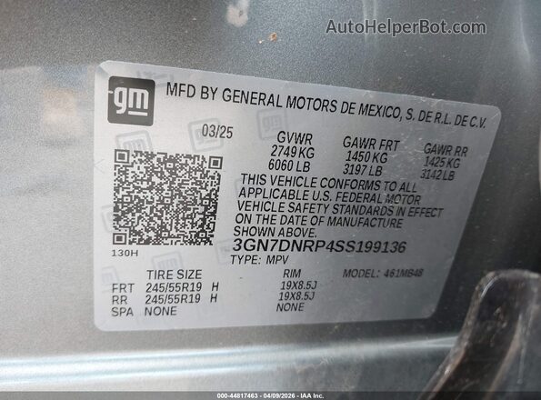 3GN7DNRP4SS199136 2025 CHEVROLET EQUINOX Light Blue Widok komory silnika