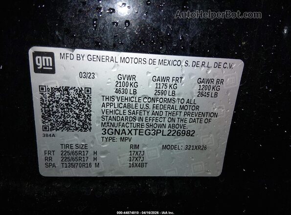 3GNAXTEG3PL226982 2023 CHEVROLET EQUINOX Black Widok komory silnika