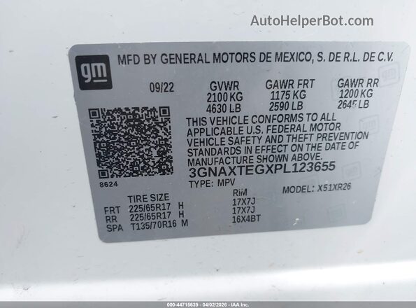 3GNAXTEGXPL123655 2023 CHEVROLET EQUINOX White Շարժիչի բաժամունքի տեսք