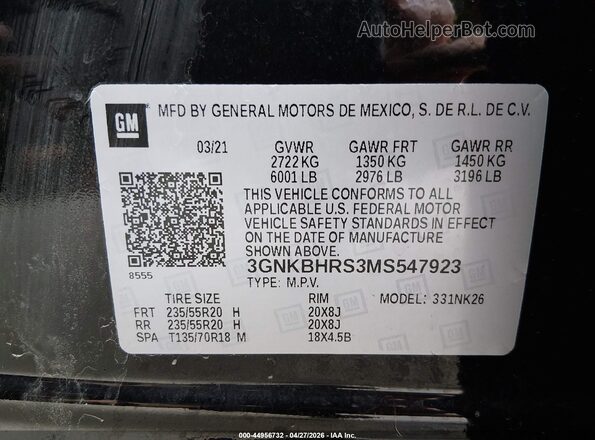 3GNKBHRS3MS547923 2021 CHEVROLET BLAZER Black Engine compartment view