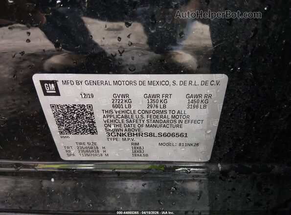 3GNKBHRS8LS606561 2020 CHEVROLET BLAZER Black Շարժիչի բաժամունքի տեսք