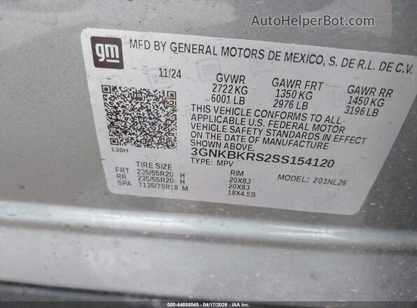 3GNKBKRS2SS154120 2025 CHEVROLET BLAZER Silver Շարժիչի բաժամունքի տեսք