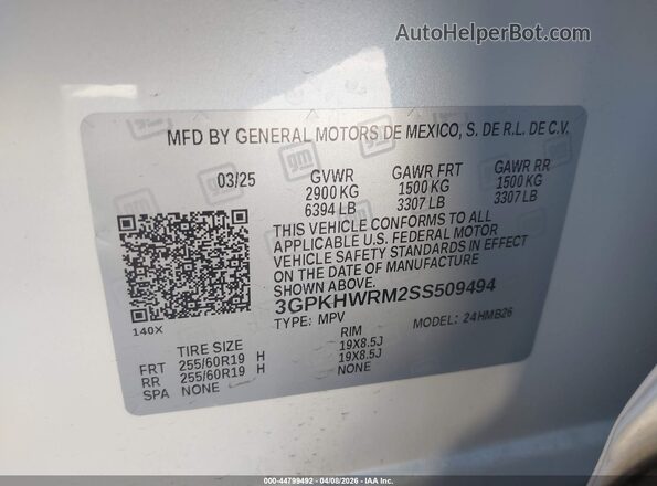 3GPKHWRM2SS509494 2025 HONDA PROLOGUE White 