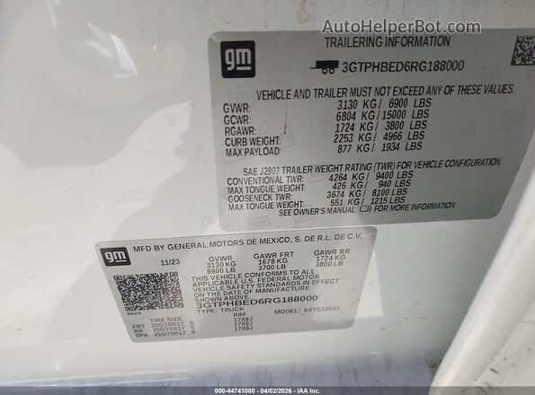 3GTPHBED6RG188000 2024 GMC SIERRA White Շարժիչի բաժամունքի տեսք