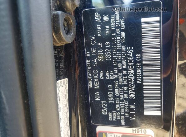 3KPA24AD6ME406465 2021 KIA RIO Черный 
