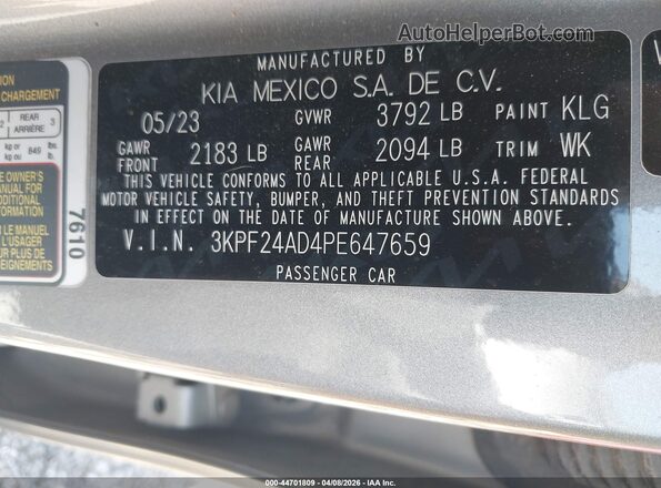 3KPF24AD4PE647659 2023 KIA FORTE Серый Вид подкапотного пространства