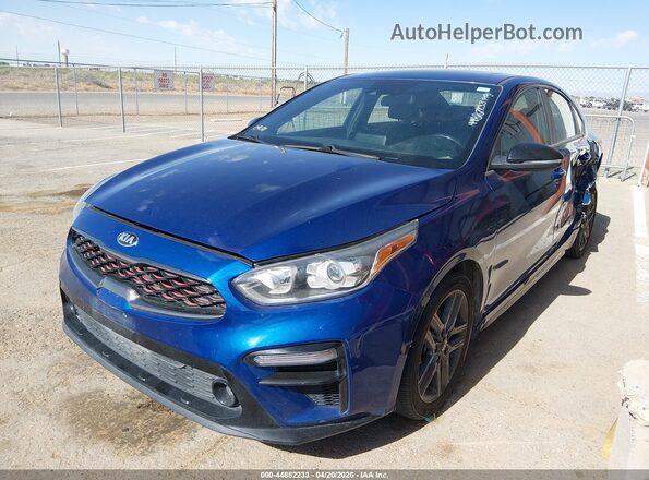 3KPF34ADXME384568 2021 KIA FORTE Dark Blue Առջևի ձախ երեք քառորդ տեսարան