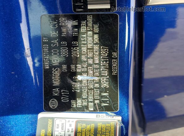 3KPFL4A71JE174897 2018 KIA FORTE Синий Вид подкапотного пространства