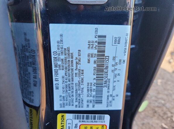 3LN6L5LUXLR611523 2020 LINCOLN MKZ Black Вид підкапотного простору