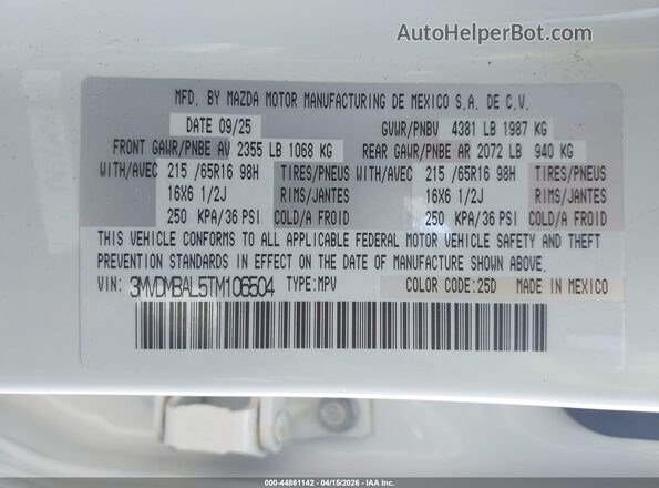 3MVDMBAL5TM106504 2026 MAZDA CX-30 White Вид підкапотного простору