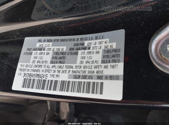 3MVDMBAMXRM642415 2024 MAZDA CX-30 Black Engine compartment view
